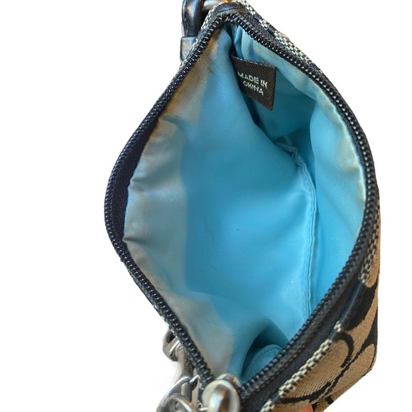 Coach Signature Canvas Tan Black Wristlet - Picture 6 of 8